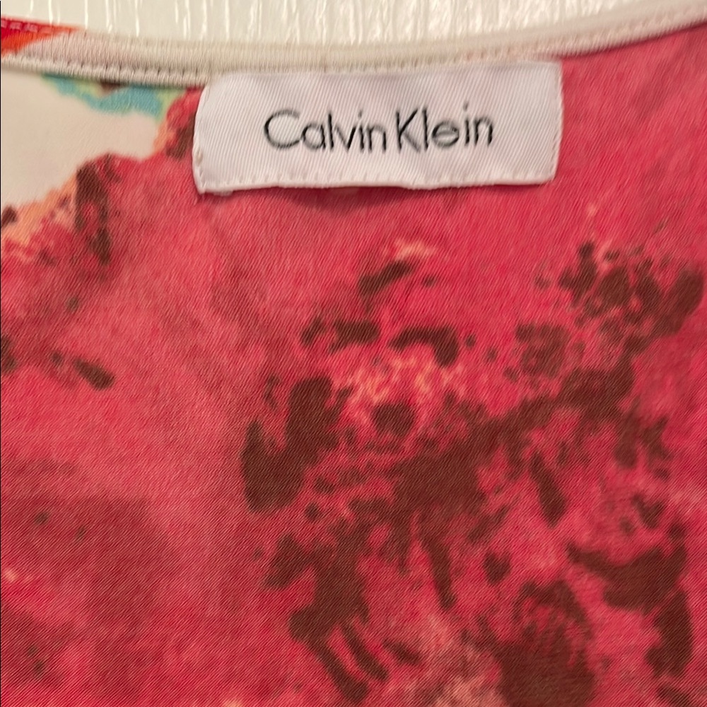 Calvin Klein Red and Brown Patterned Top